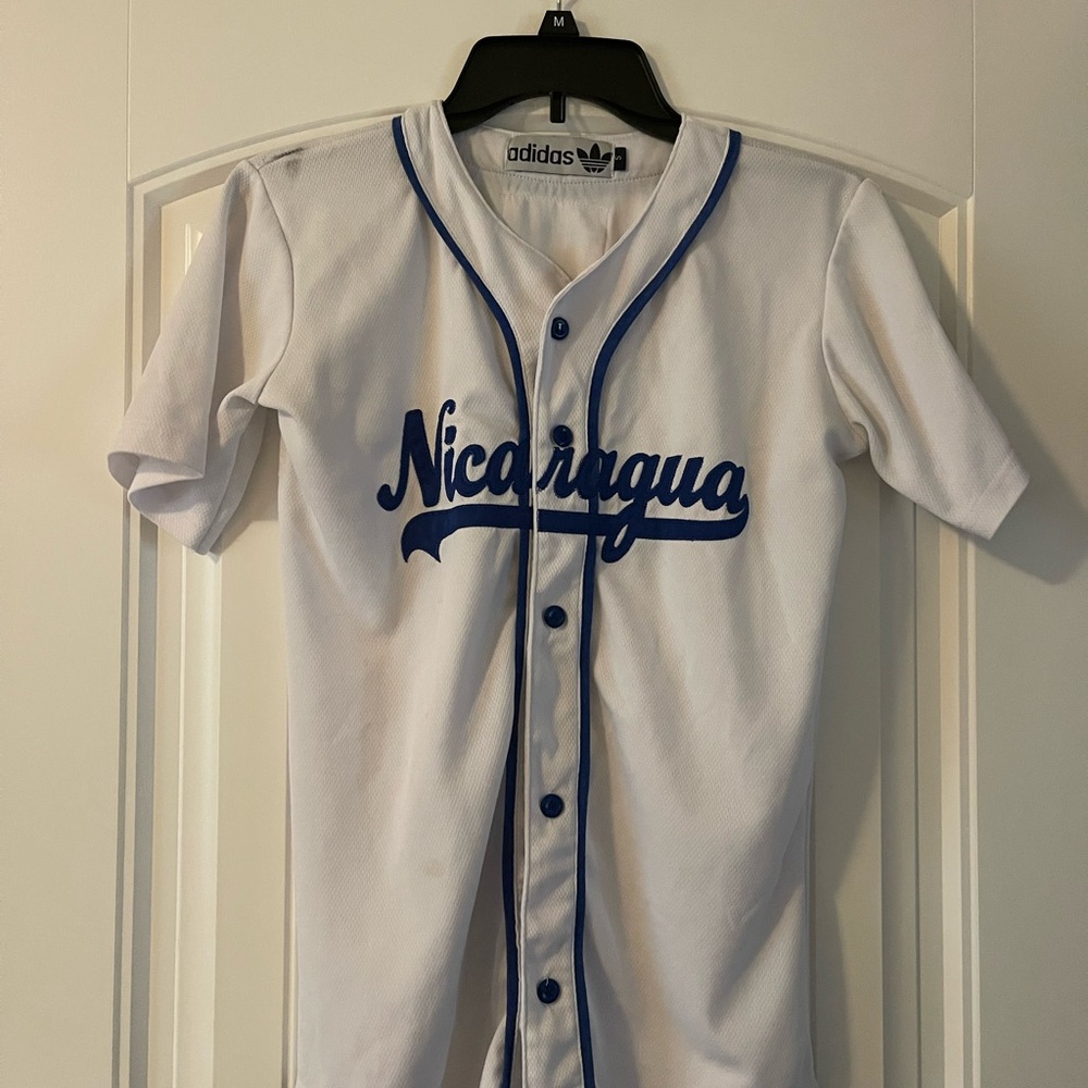Adidas White and Blue Nicaragua Jersey size S